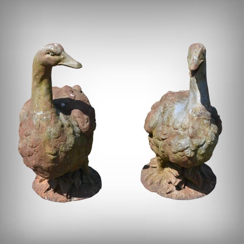 Pair Of Cast Iron Ducks – 20th Century