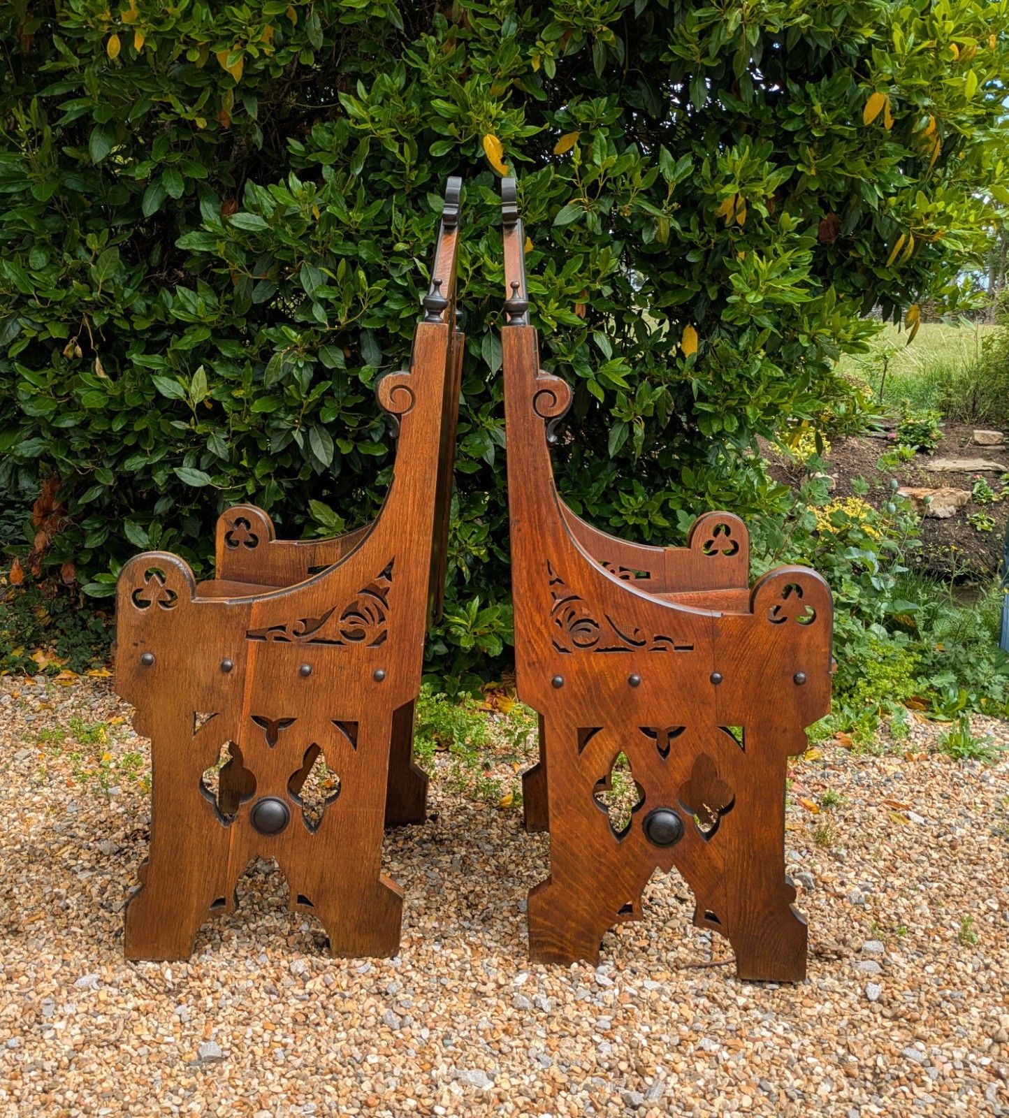 Pair Of Gothic Oak Armchairs 19th Century photo furniture