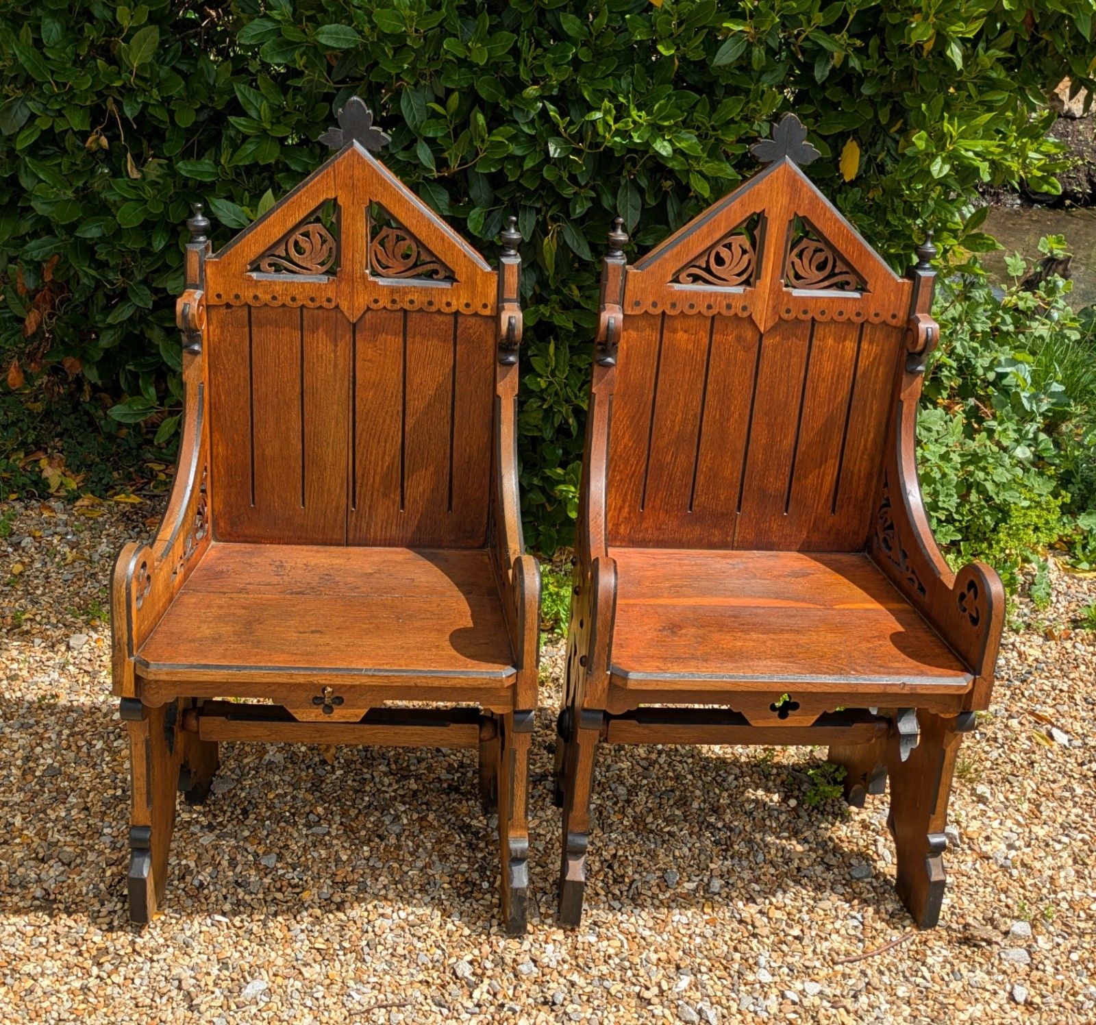 Pair Of Gothic Oak Armchairs 19th Century photo vinterior
