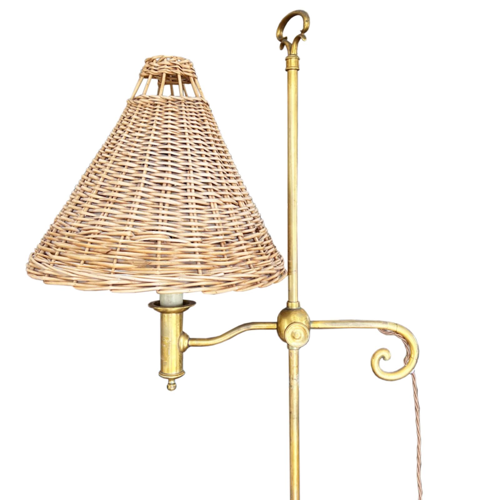 Spanish 1950s Patinated Brass Floorlamp With 'Candle' Fitting photo furniture