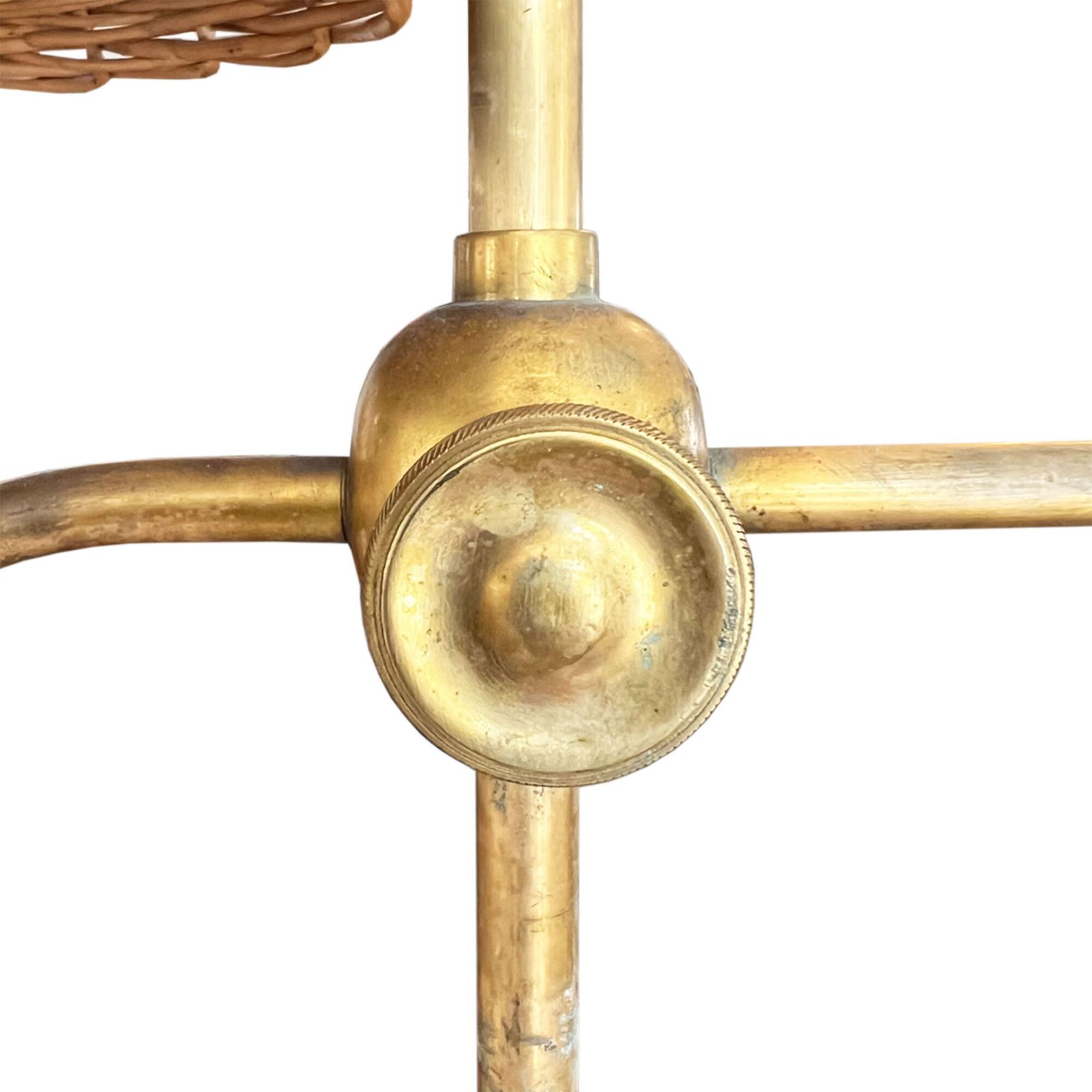 Spanish 1950s Patinated Brass Floorlamp With 'Candle' Fitting photo for sale