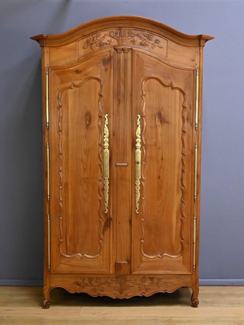 Nantaise Cherrywood Wardrobe, Louis XV Style – Part 1 Of The 19th Century photo for sale