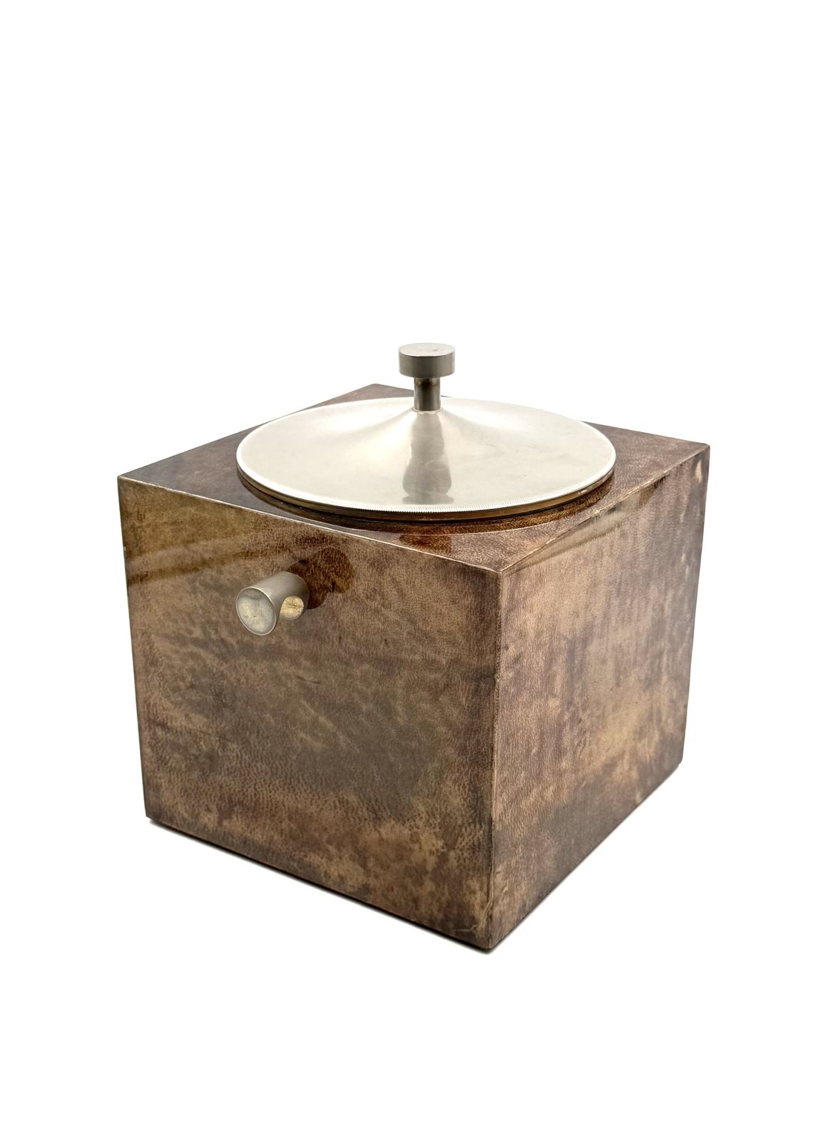 Mid Century Brown Parchment Ice Bucket, Aldo Tura Italy 1950s photo buy