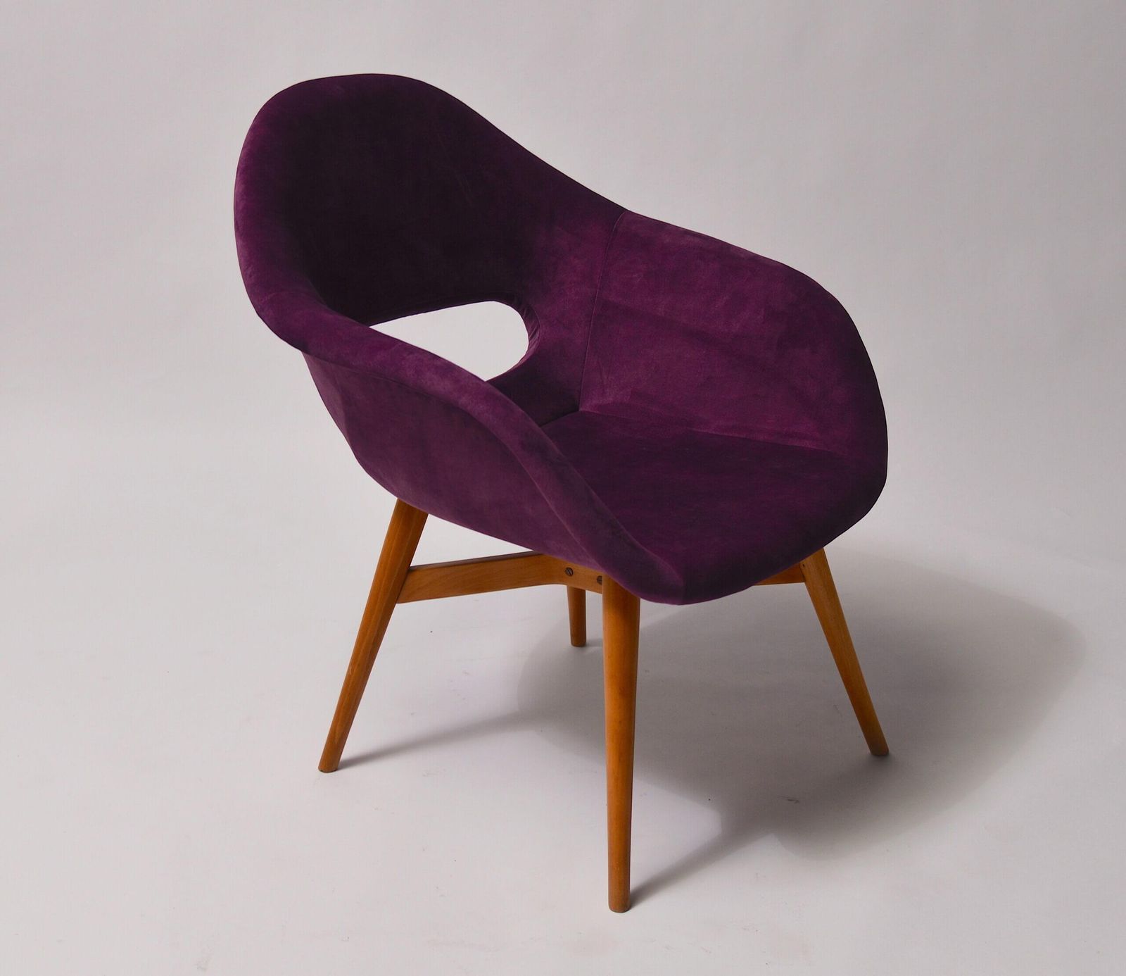 Shell Armchair Miroslav Navrátil For Vertex, Velvet, Mid 20th Ce