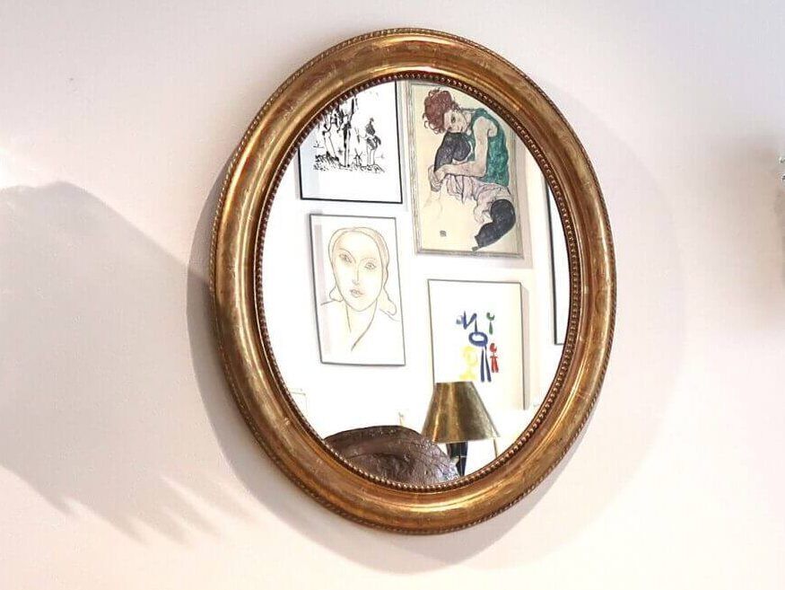 Oval Mirror With Gold Frame In Louis Philippe Style, From France, 19th Century photo furniture