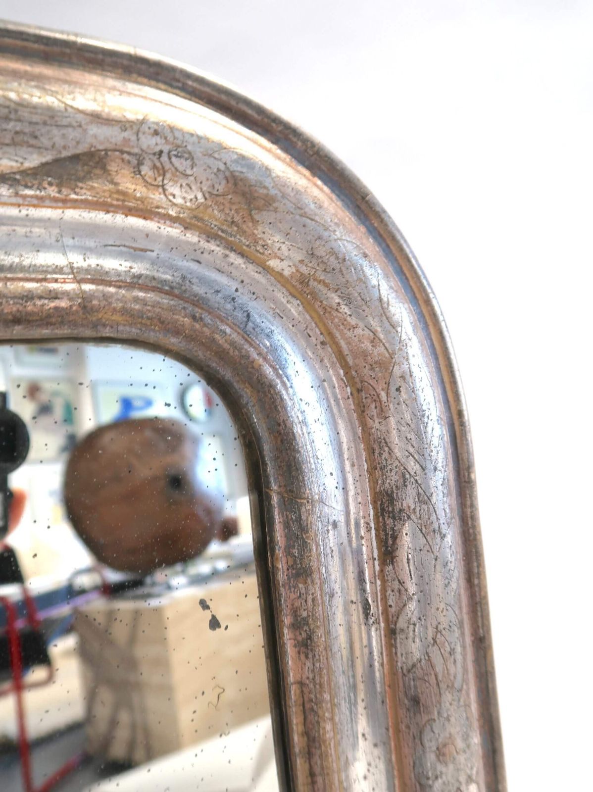 Large Mirror With Silver Gold Frame In Louis Philippe Style, From France, 19th Century photo for sale