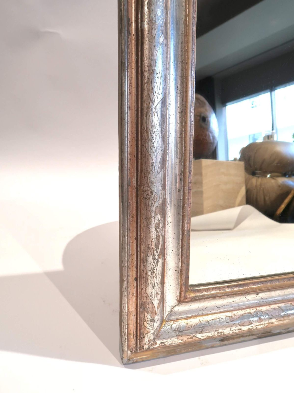 Large Mirror With Silver Gold Frame In Louis Philippe Style, From France, 19th Century photo 1500.0