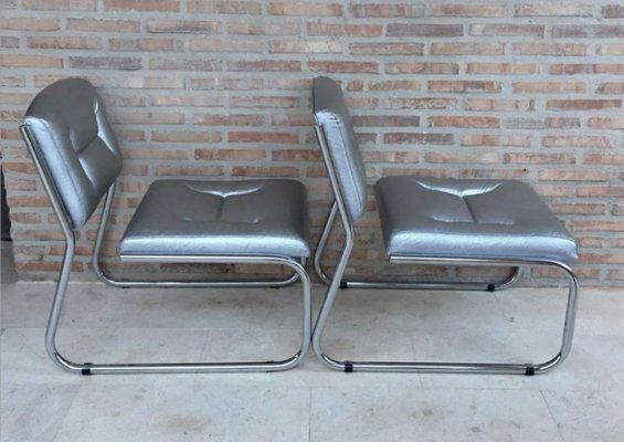 Set Of Italian Art Deco Chairs In Leather, 1960 photo buy