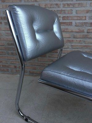 photo for sale Set Of Italian Art Deco Chairs In Leather, 1960