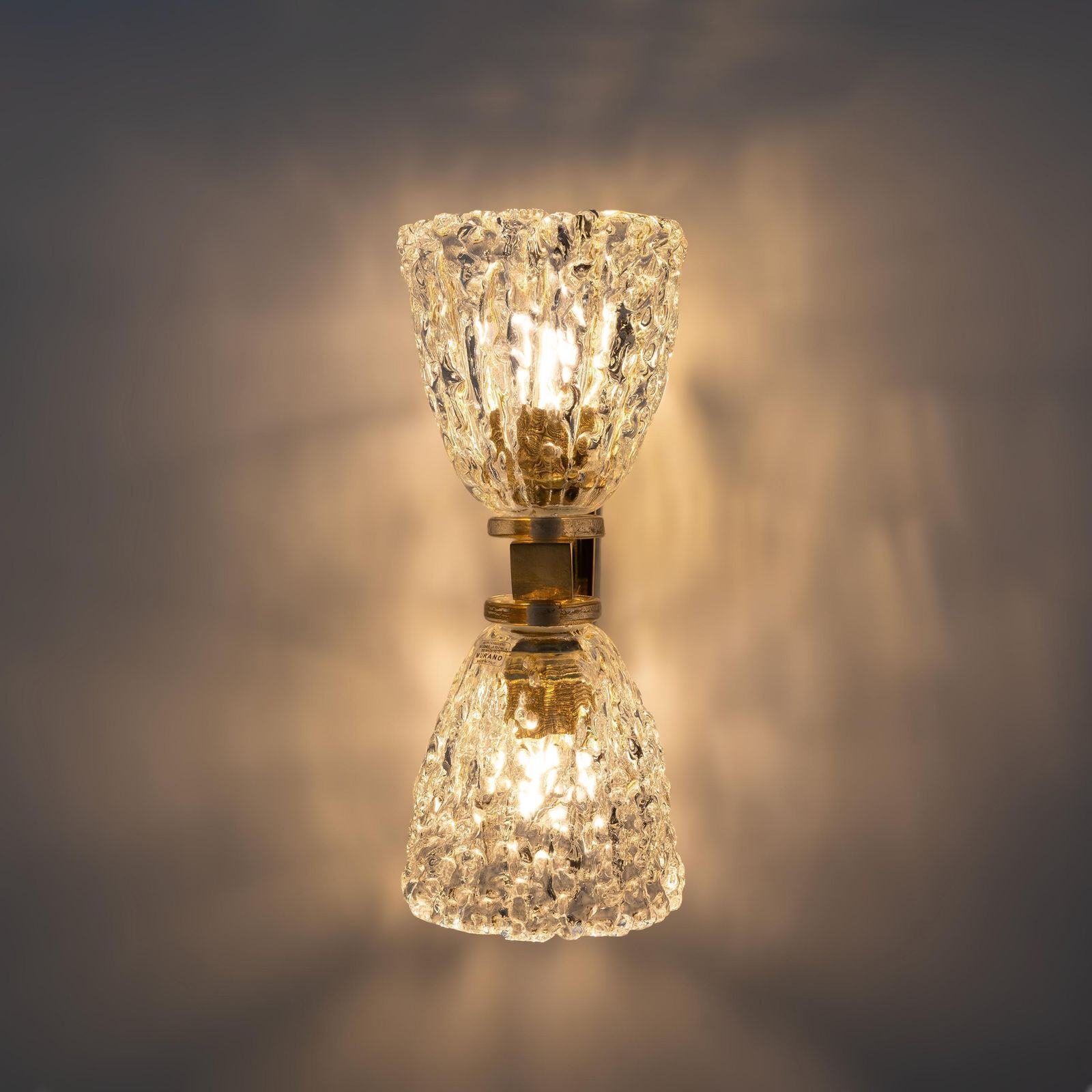Pair Of Art Decò Style Murano Glass And Brass Sconces photo for sale