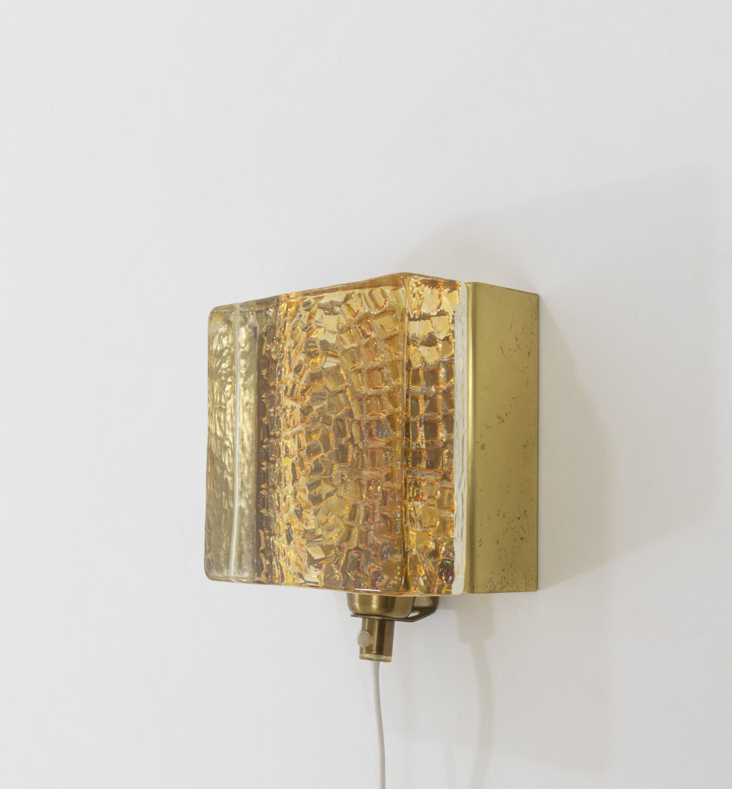 Kalmar Glass And Brass Wall Lamp In Gold By Vitrika, 1970s photo 320.0