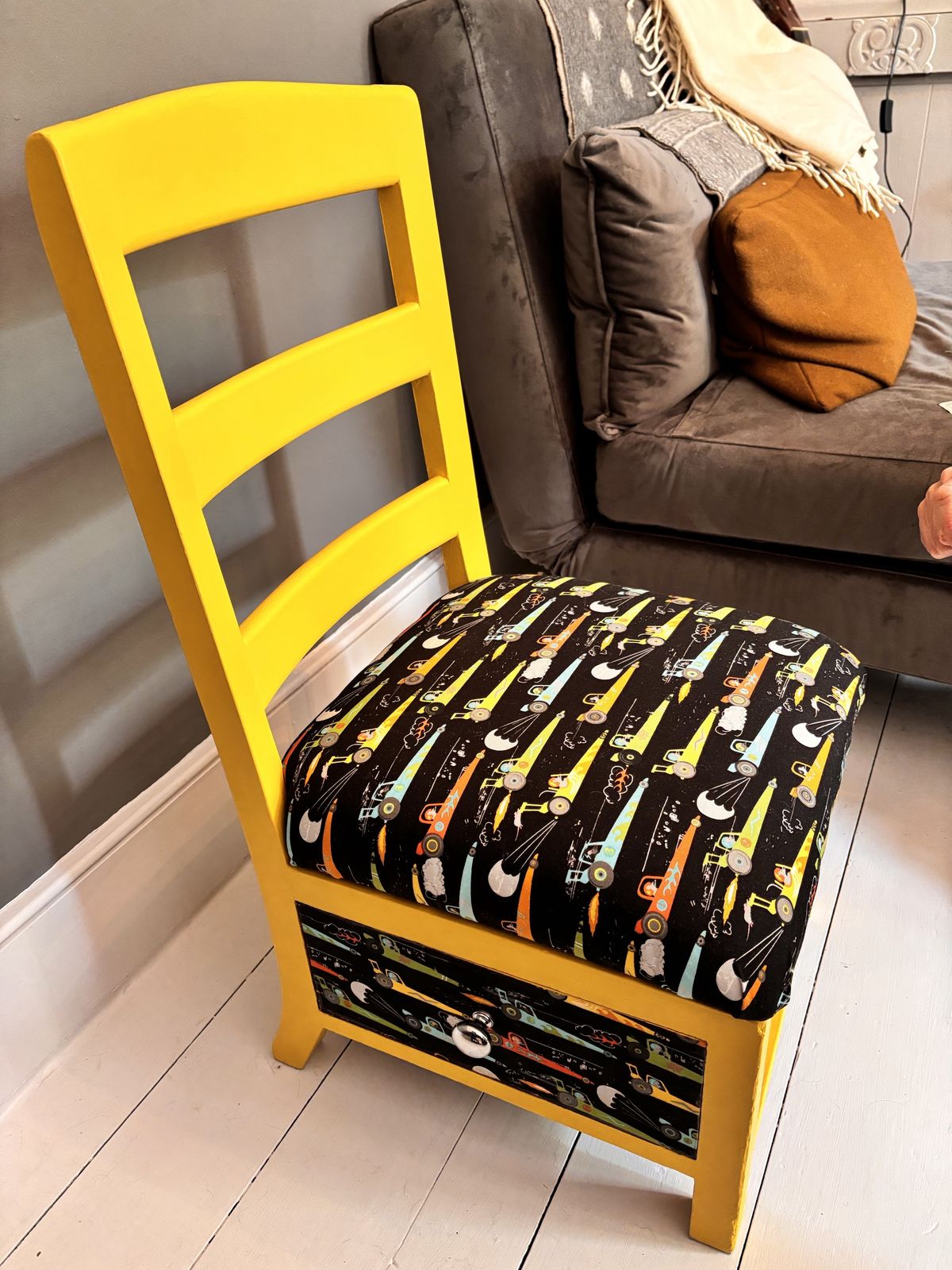 Unique Retro Children’s Chair With Drawer photo furniture