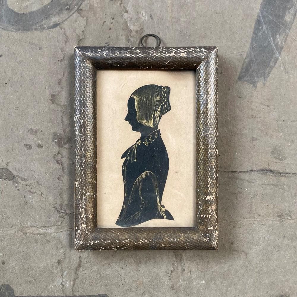 19th C. Silhouette Portrait   'Girl With Cravat'