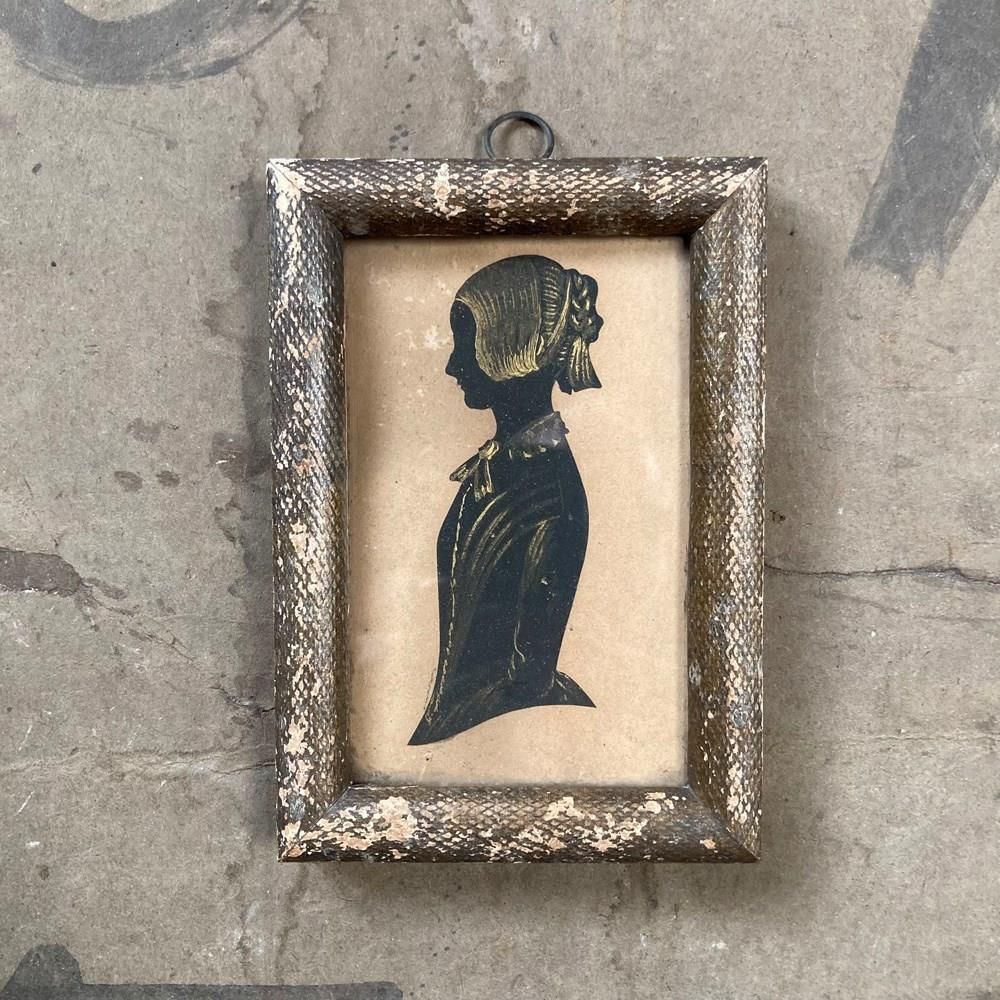 19th C. Silhouette Portrait   'Girl With Hair Tassel'
