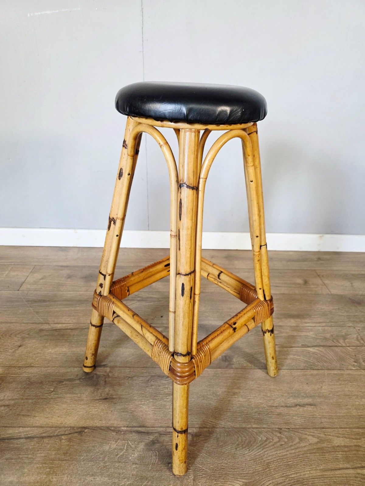 photo for sale 1970 Bamboo Tiki Bar With 2 Bar Stools
