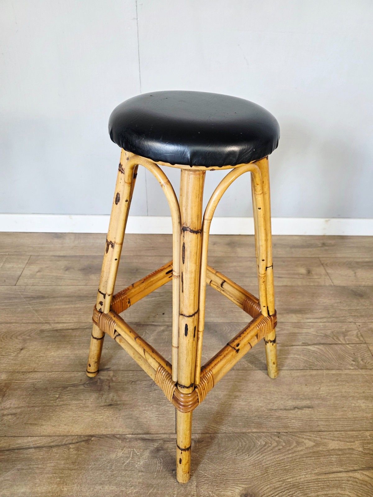 Furniture 1970 Bamboo Tiki Bar With 2 Bar Stools photo