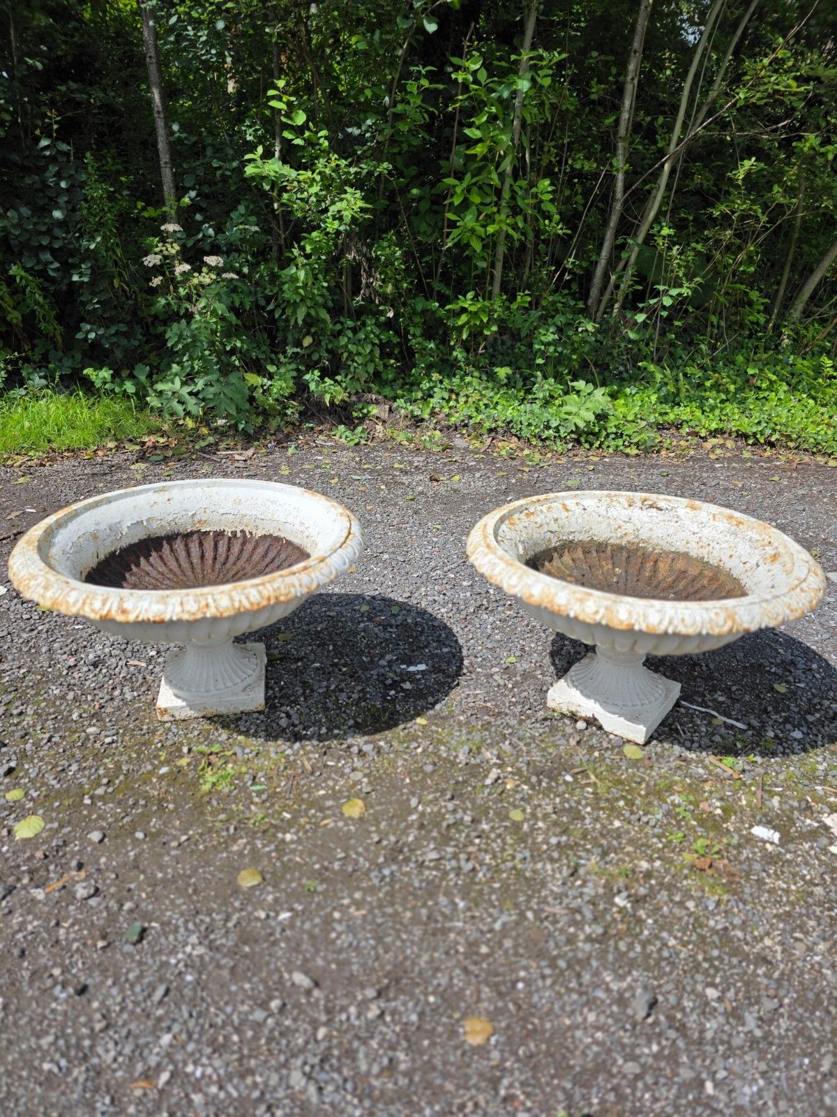1870 Large Pair Of Victorian Cast Iron Tazza Urns photo for sale