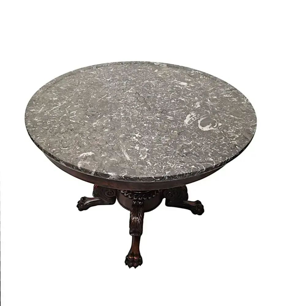 A Very Rare Large 19th Century Marble Top Centre Table With Claw Foot photo furniture