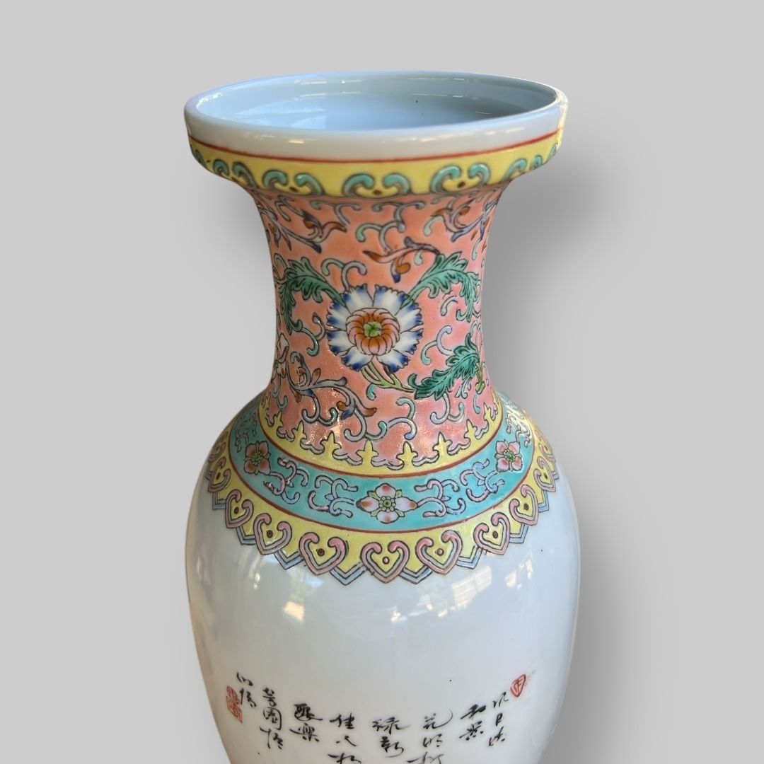 An Attractive Pair Of Canton Style Vases photo vintage