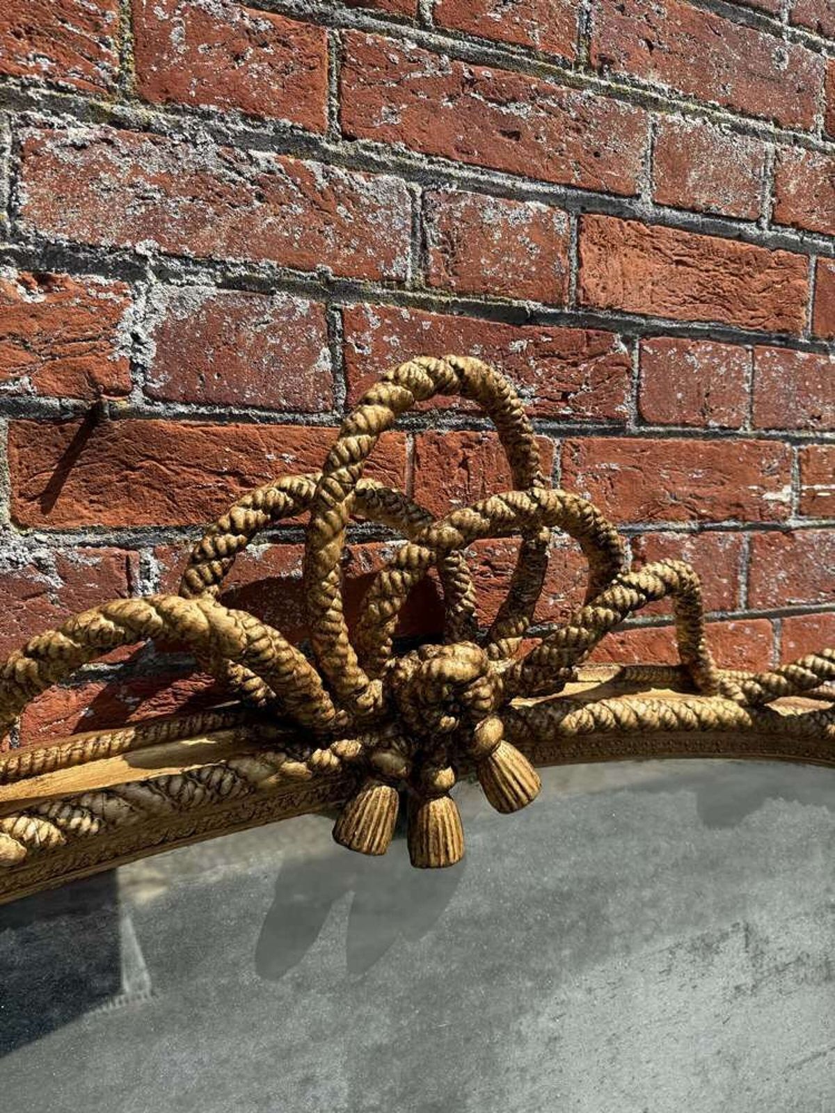 An Exceptional Large Antique English 19th C Arched Top Gilt Rope Twist Overmantle Mirror. photo vinterior