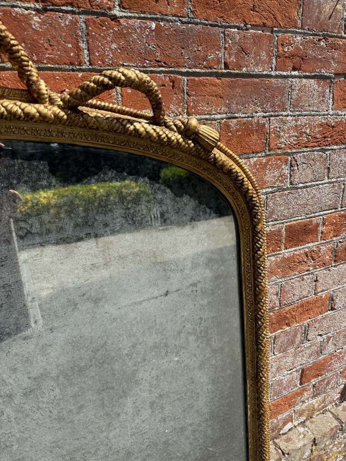 An Exceptional Large Antique English 19th C Arched Top Gilt Rope Twist Overmantle Mirror. photo buy