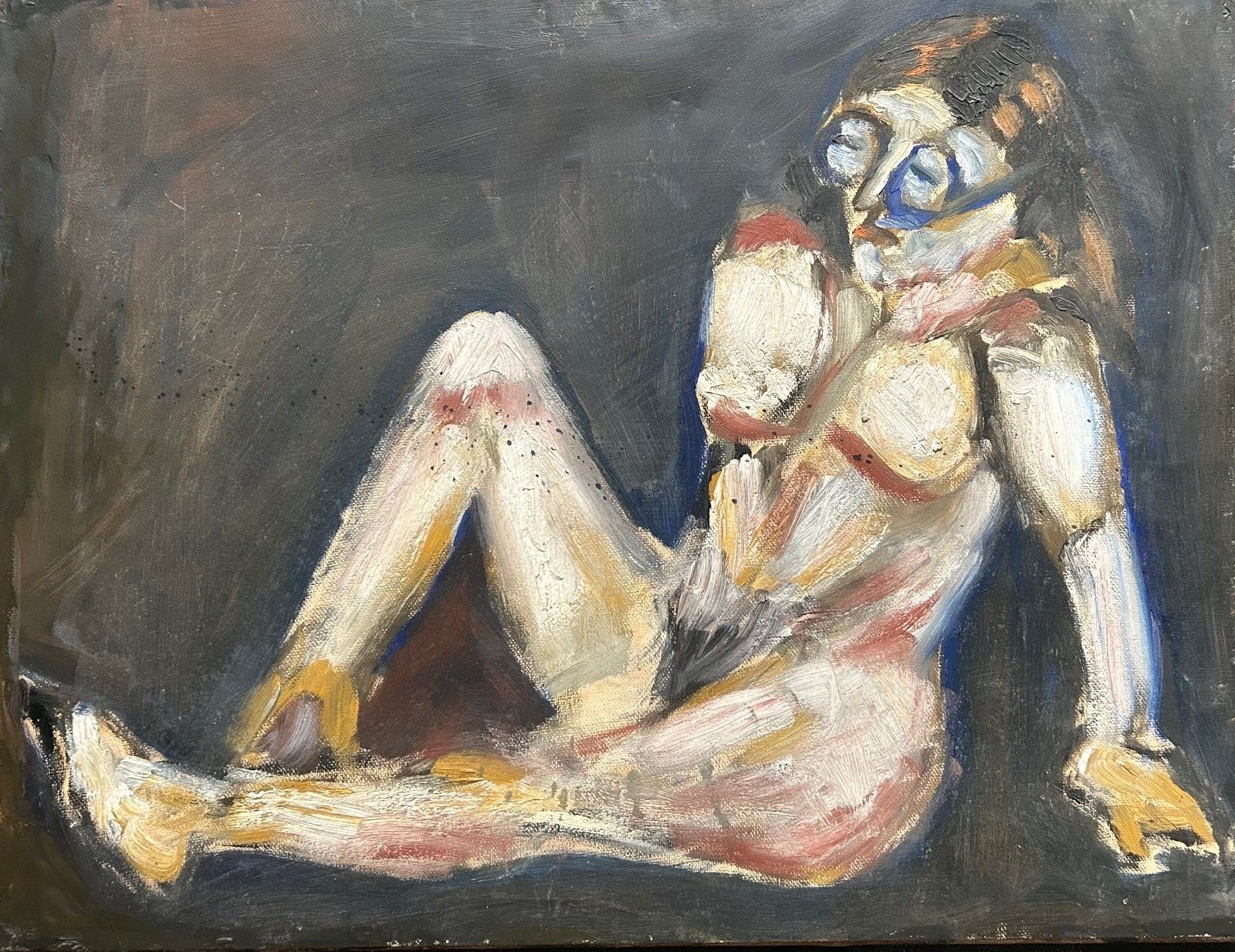 Painting Nude Erotic Unique Oil On Canvas "Eve" Autographed photo furniture
