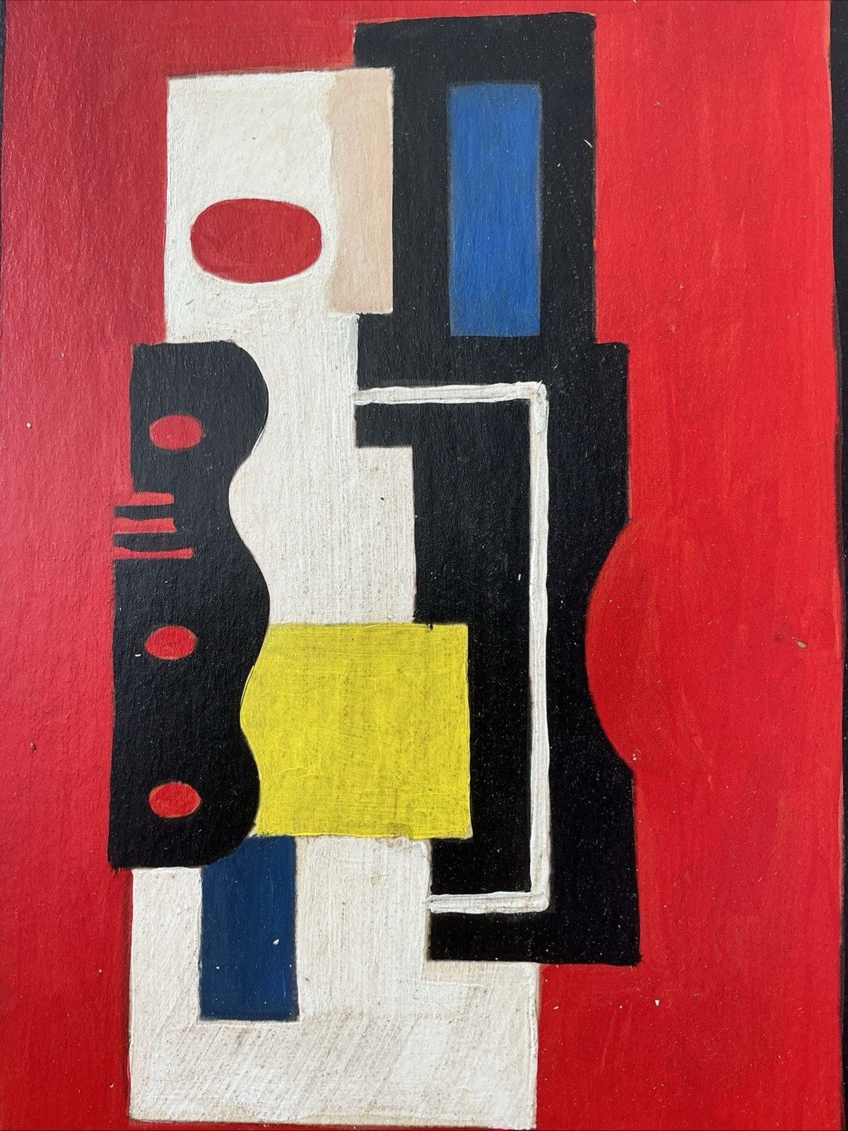 photo vintage Beautiful Painting Fernand Leger Painting Oil On Board French  Painter Old