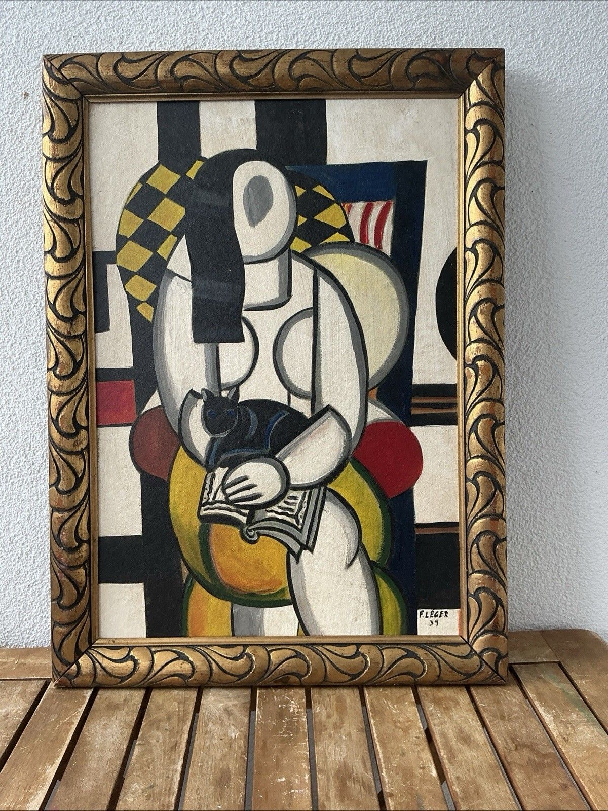 Beautiful Painting Fernand Leger Painting Oil On Bauhaus French  Painter Old photo furniture