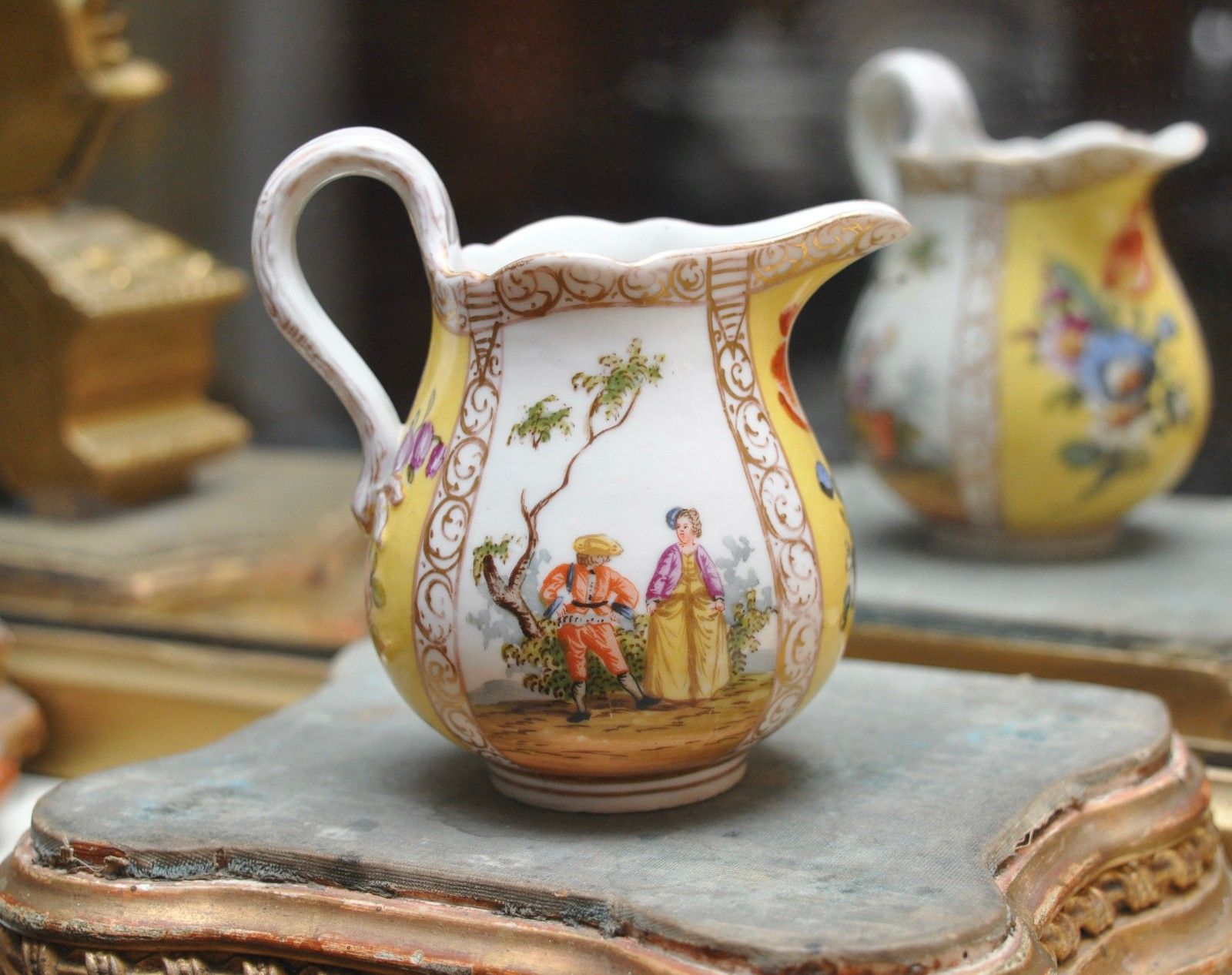 A Superb Little C19th Meissen Cream Jug In Yellow, Hand Painted, Meissen Mark photo furniture