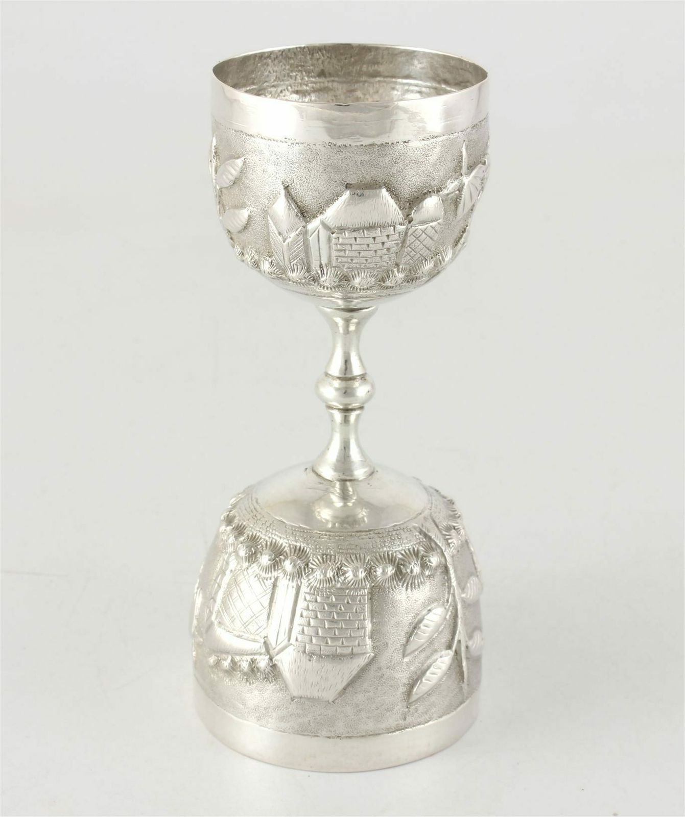 Indian Silver Spirit Drinks Measure. Double Ended Cocktail Bar Jigger. photo furniture