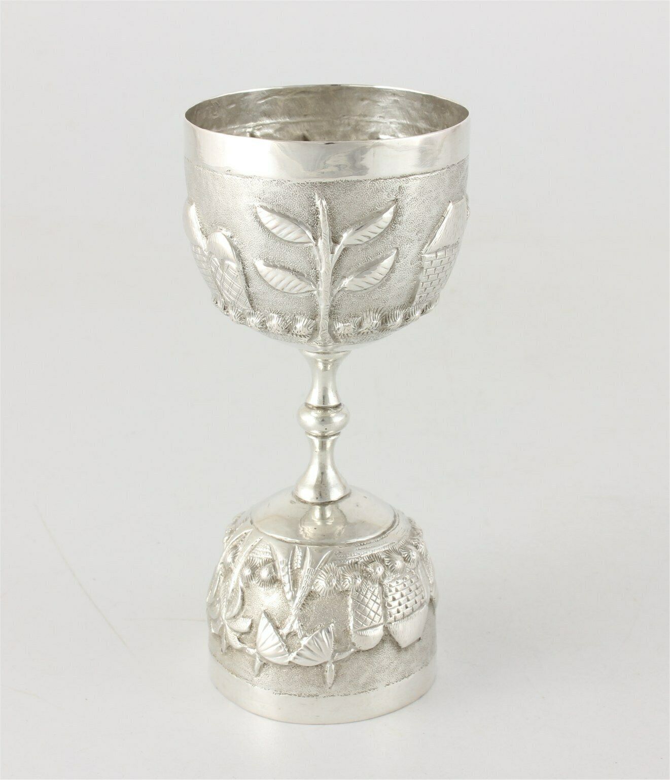 Indian Silver Spirit Drinks Measure. Double Ended Cocktail Bar Jigger. photo for sale