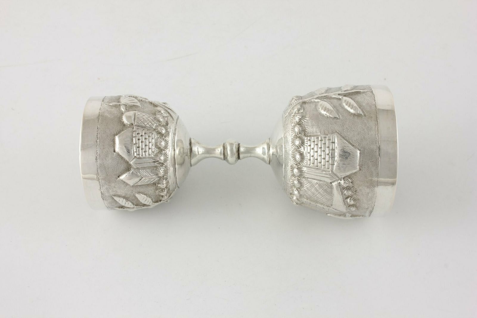 photo for sale Indian Silver Spirit Drinks Measure. Double Ended Cocktail Bar Jigger.