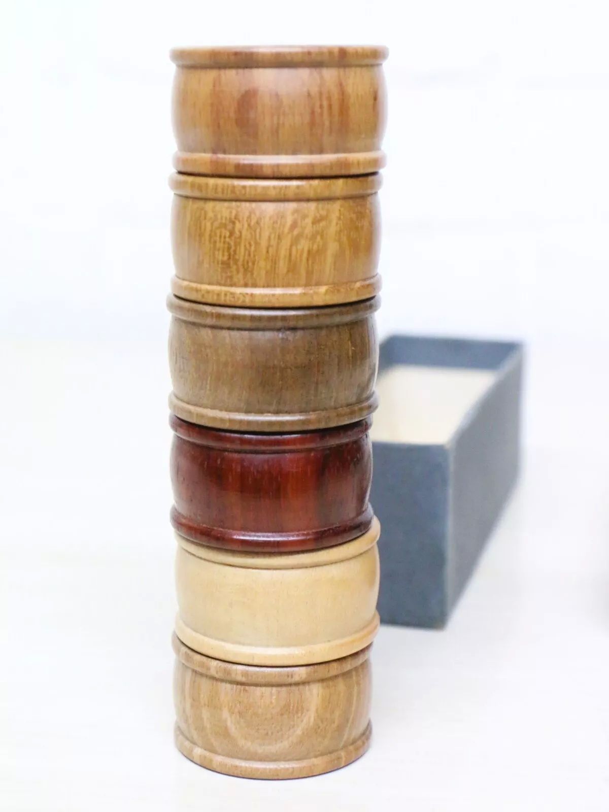 Set Of 6 Mills & Moore 1960's Wooden Ring Napkin Holders For Design Ctr London Mcm photo for sale