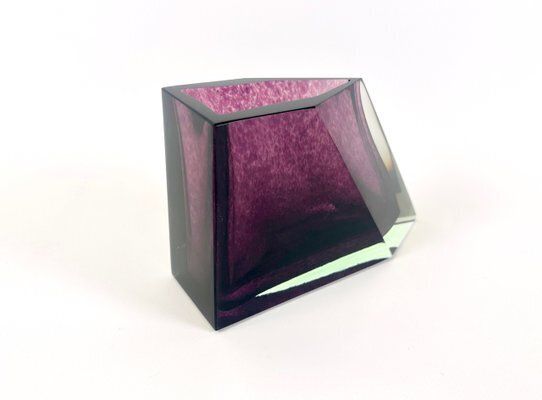 Modern Bohemian Trapeze Shaped Crystal Vase, 1960s photo furniture