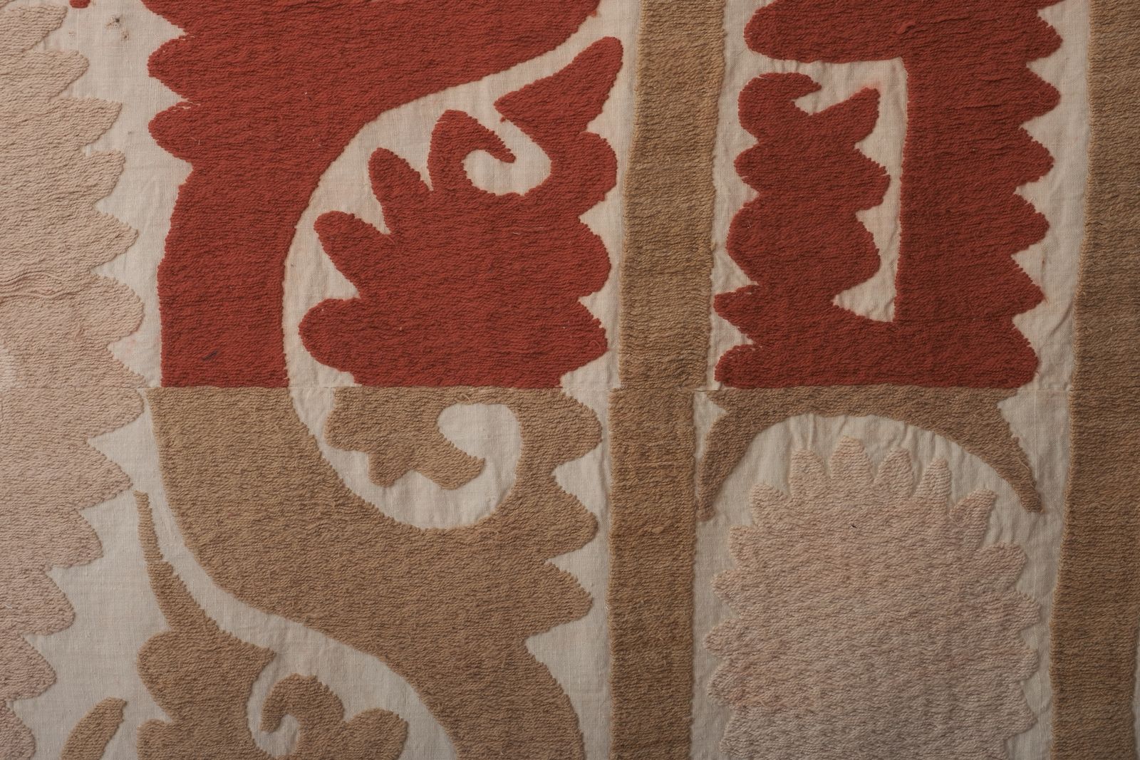 photo furniture Suzani Bedspread   Red  Camel And Pink Wall Decor, Neutral Color Suzani Bedspread, Embroidered Uzbek Wall Hanging Decor