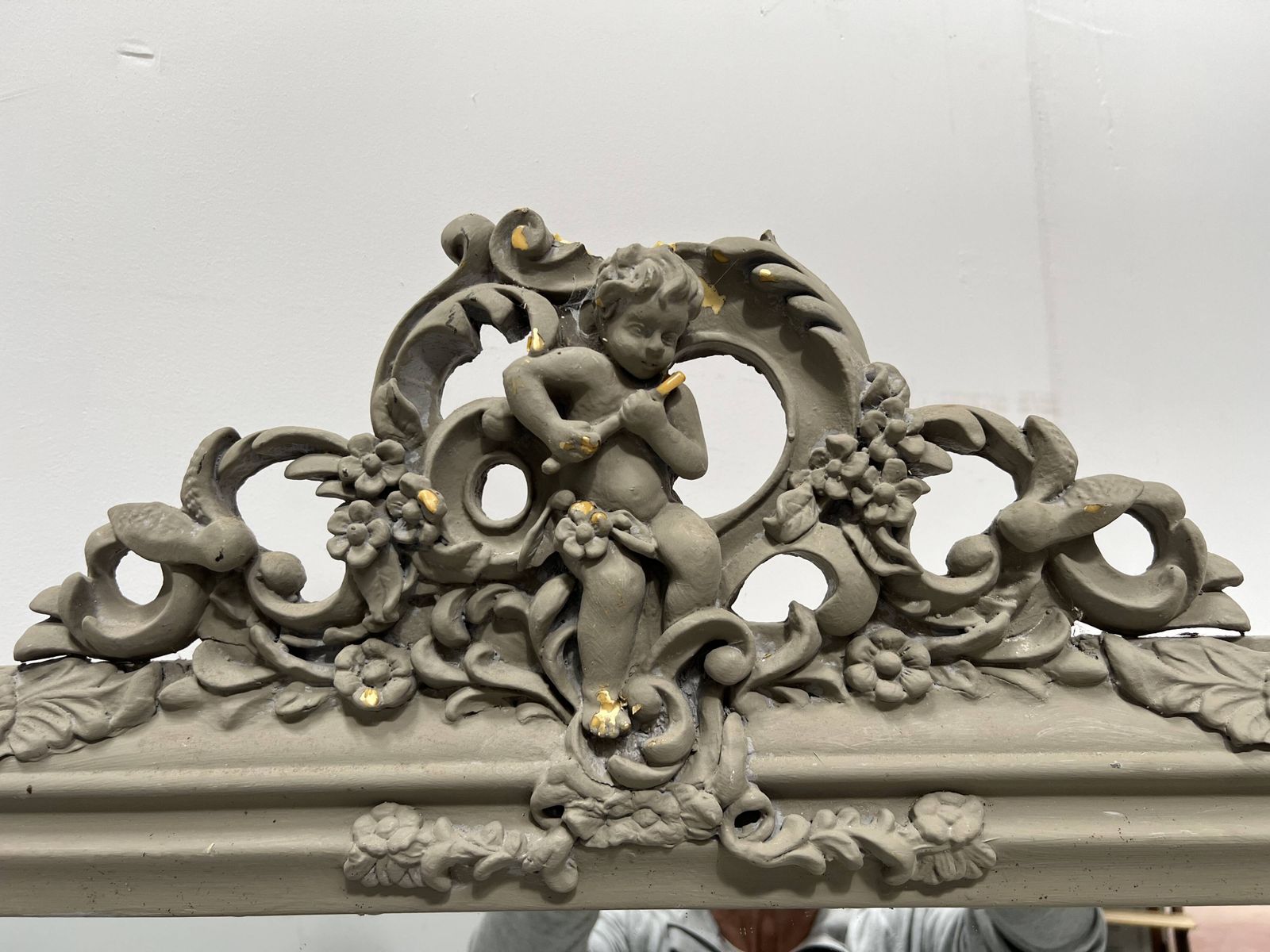 Louis XV Style Mirror In Wood And Patinated Stucco, 20th Century photo buy