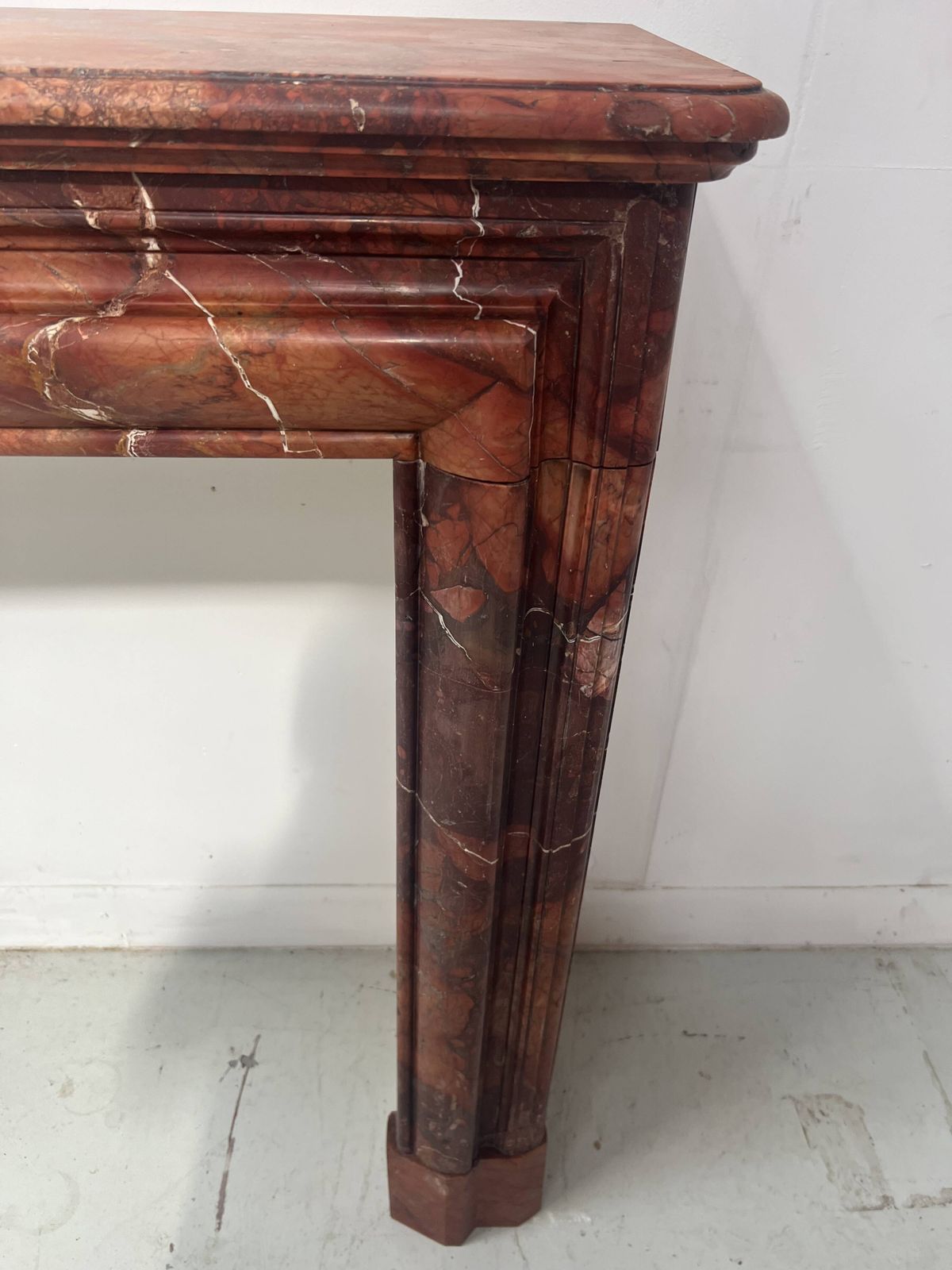 photo furniture Louis Philippe Fireplace In Red Breccia Marble, 19th Century