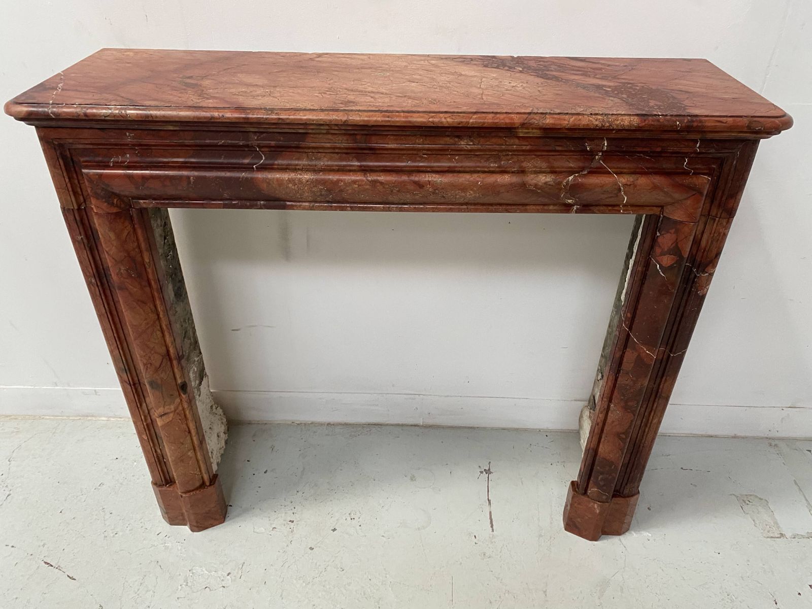 5355.0 Louis Philippe Fireplace In Red Breccia Marble, 19th Century photo