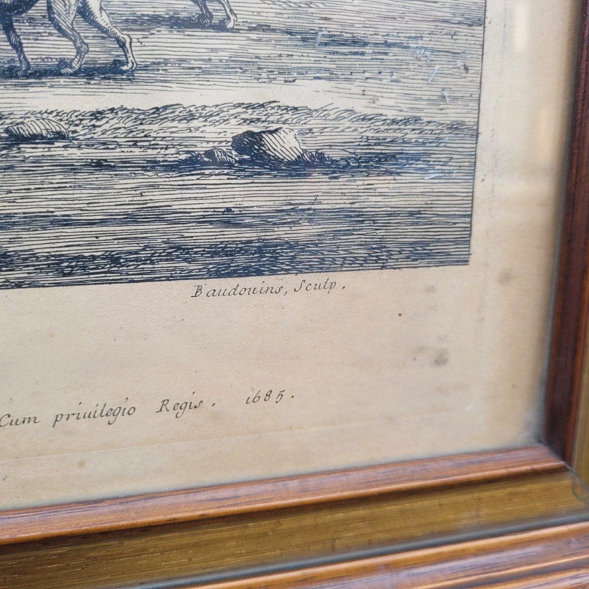 Framed Engraving, View Of Gray Franche Comté, 18th Century photo furniture