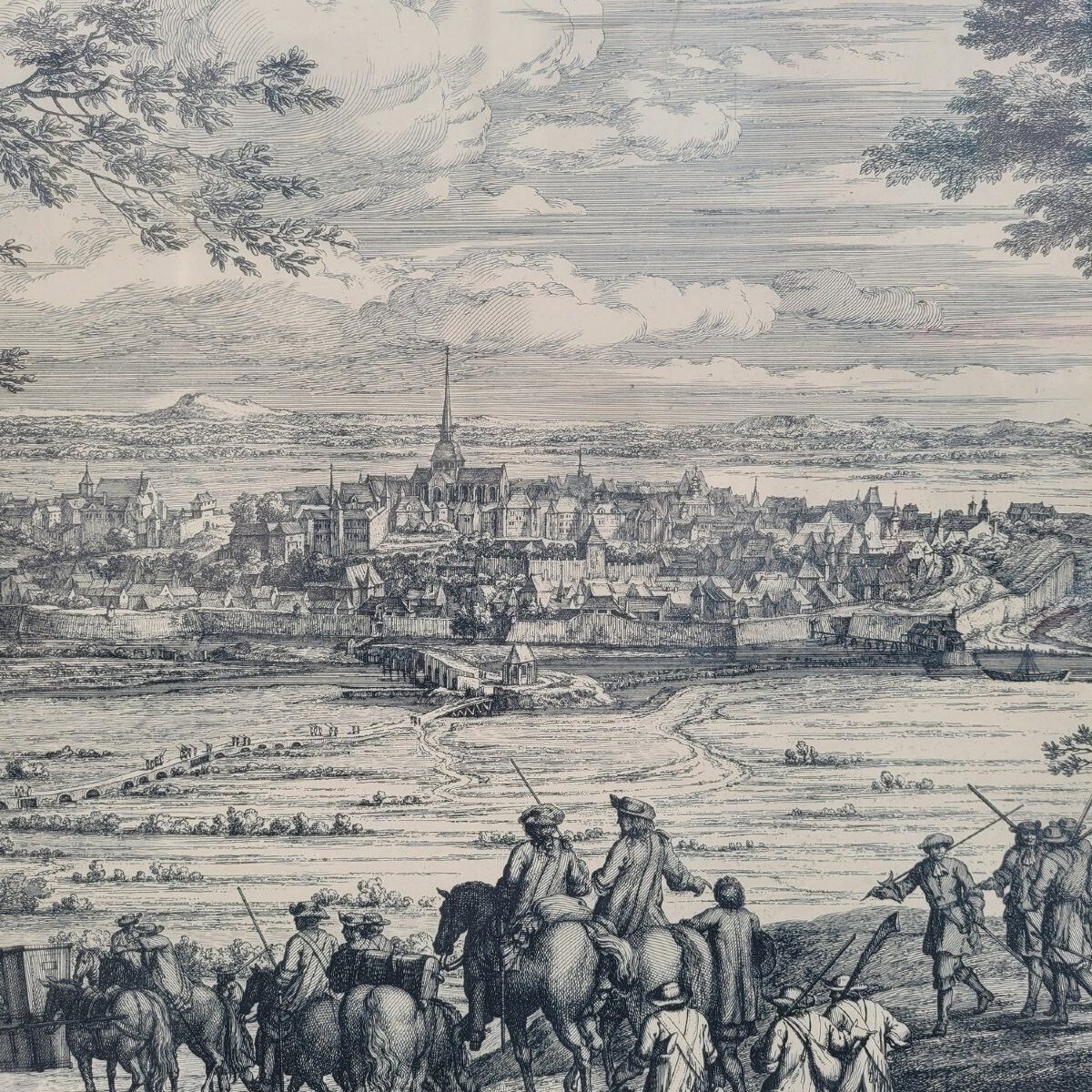Framed Engraving, View Of Gray Franche Comté, 18th Century photo 380.0