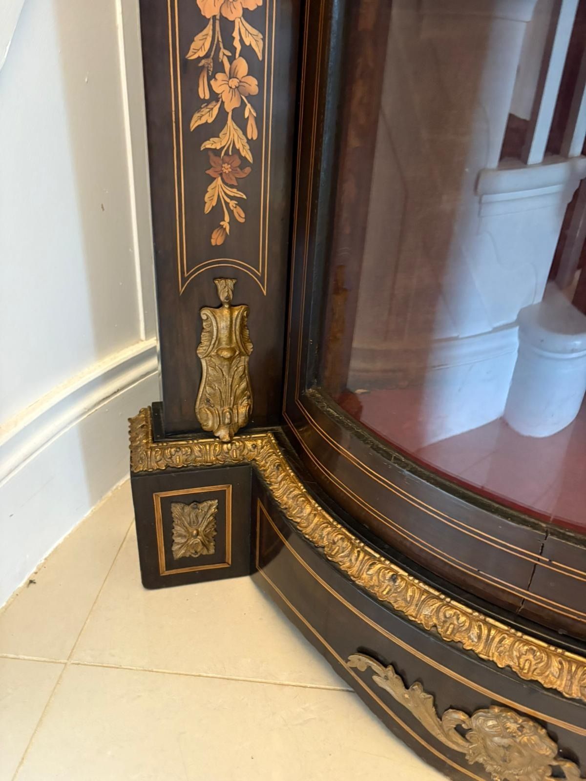 photo buy Outstanding Quality Antique 19th Century Ebonised And Inlaid Floral Marquetry Credenza