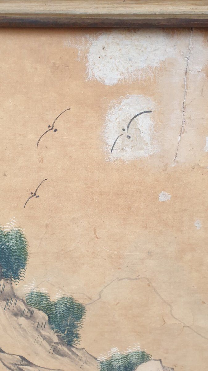Wallpaper Of A Lively Chinese Landscape, 19th Century photo furniture