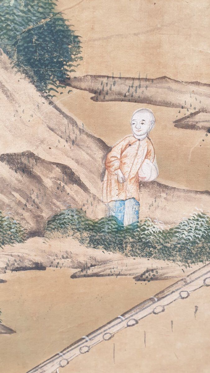 Wallpaper Of A Lively Chinese Landscape, 19th Century photo 750.0