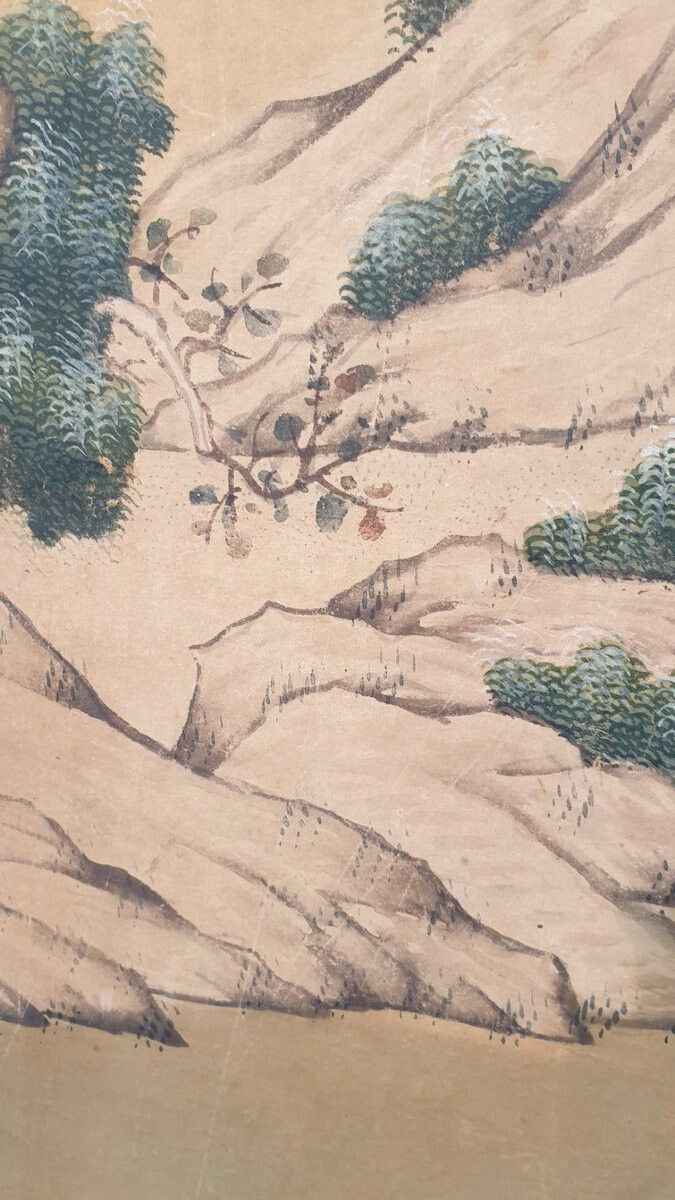 photo for sale Wallpaper Of A Lively Chinese Landscape, 19th Century