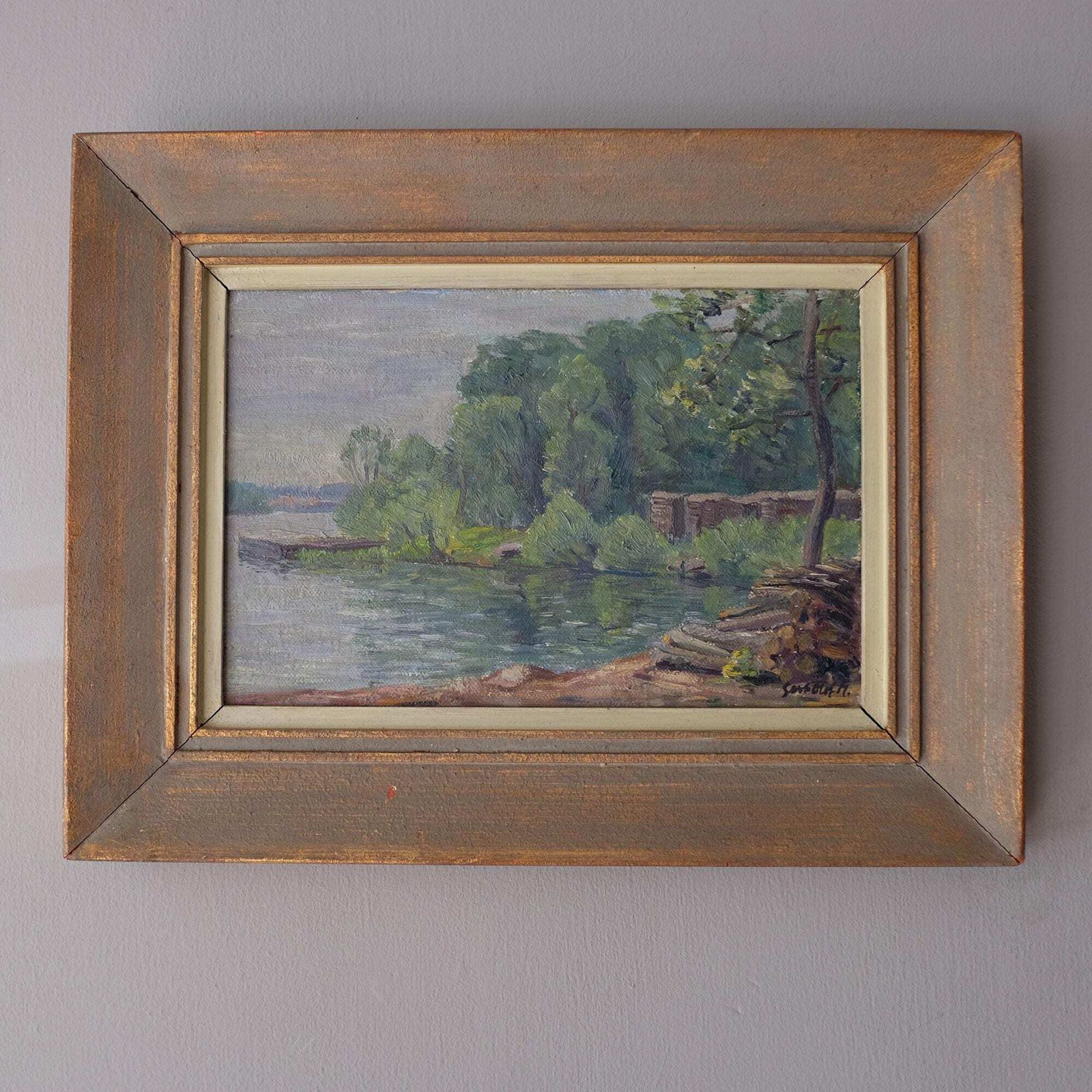 Mid Century Swedish Oil Painting, Swedish Landscape, Vintage Scandinavian Painting, Decorative Art, Interiors, Mid Century Art photo vintage