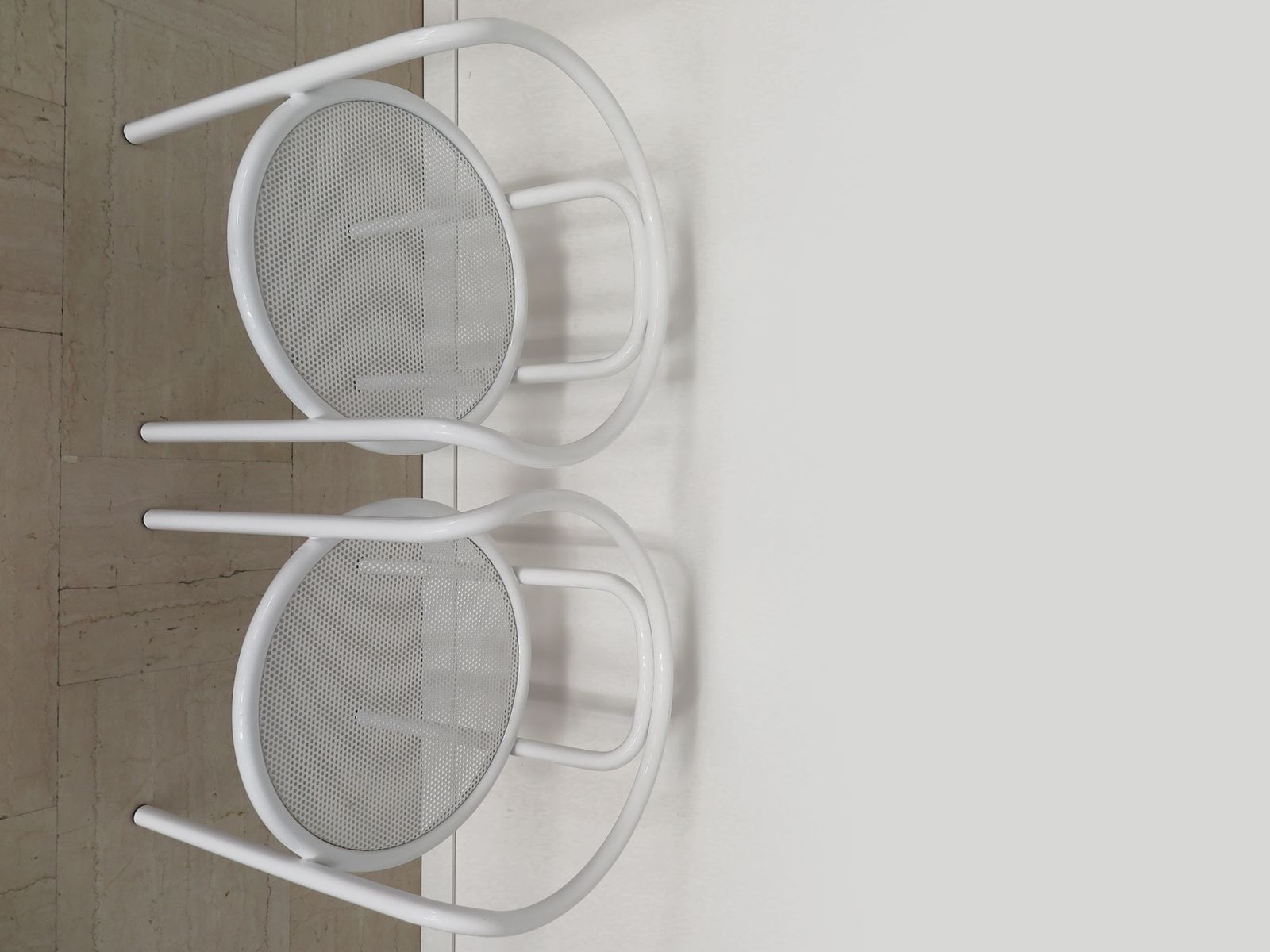 photo for sale Gae Aulenti For Poltronova White Metal Chairs Model Locus, Italy 1960s
