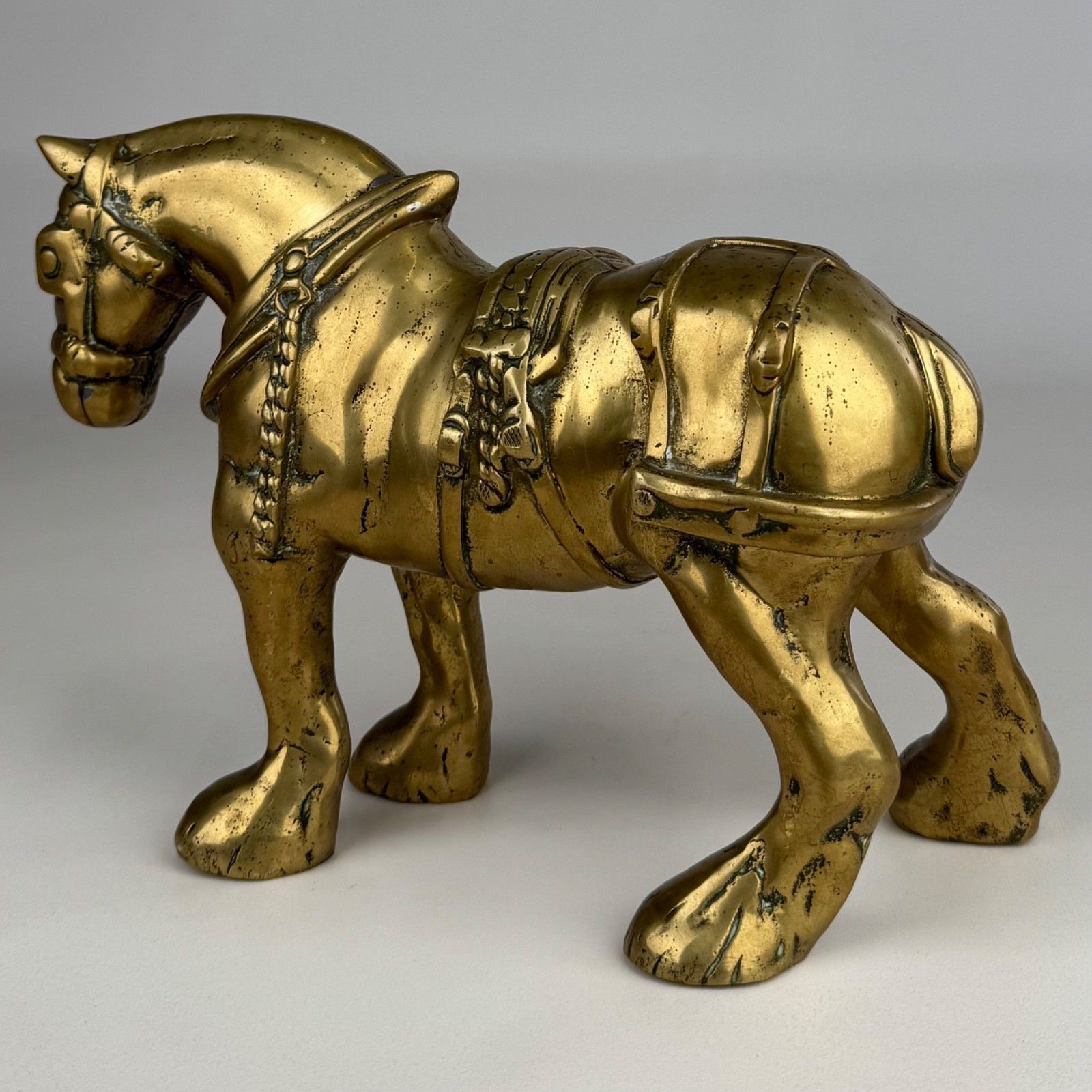 Antique 19th Century Brass Sculpture Of A Horse photo Art