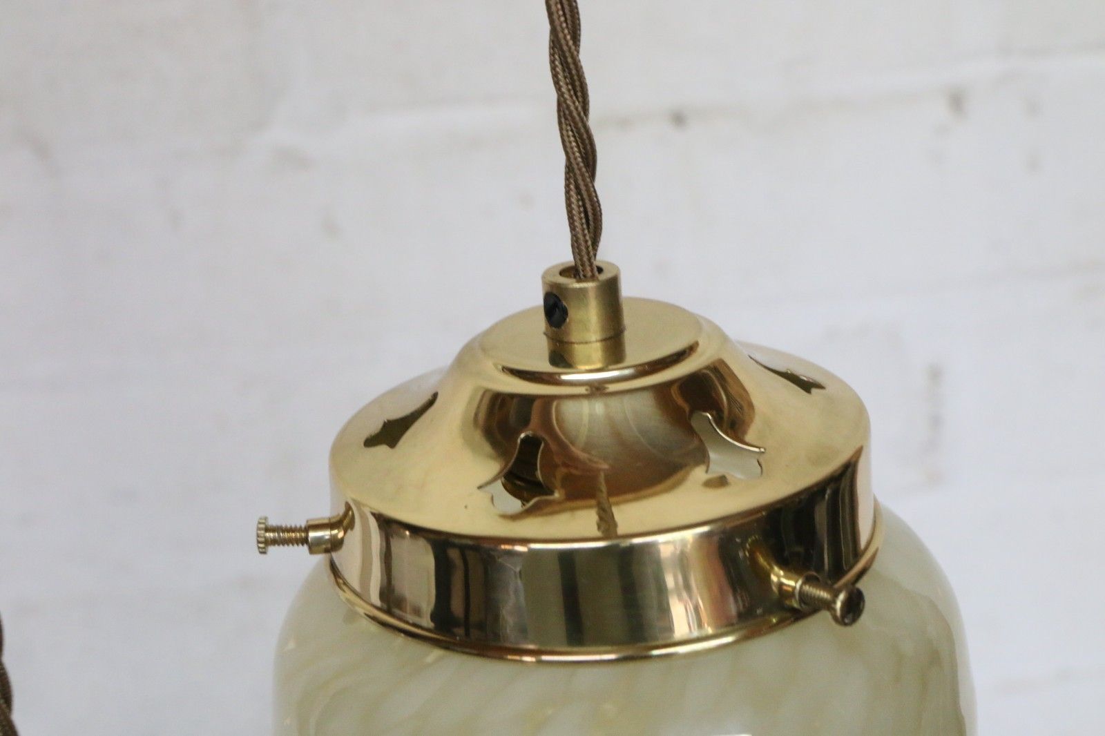 photo furniture Ceiling Light Antique Art Deco Yellow Glass Pendant With Gallery & Fittings