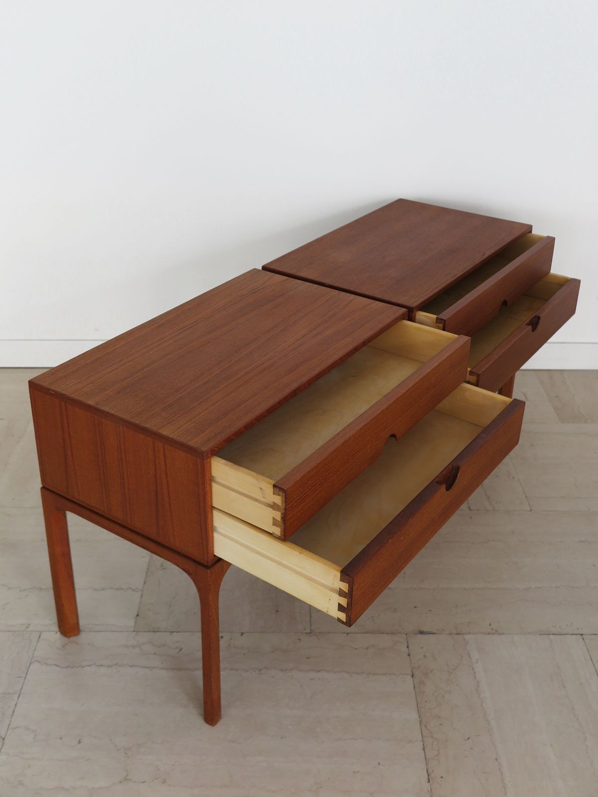 Kai Kristiansen For Aksel Kjersgaard Scandinavian Midcetury Teak Nitgh Stands, Denmark 1960s photo vintage