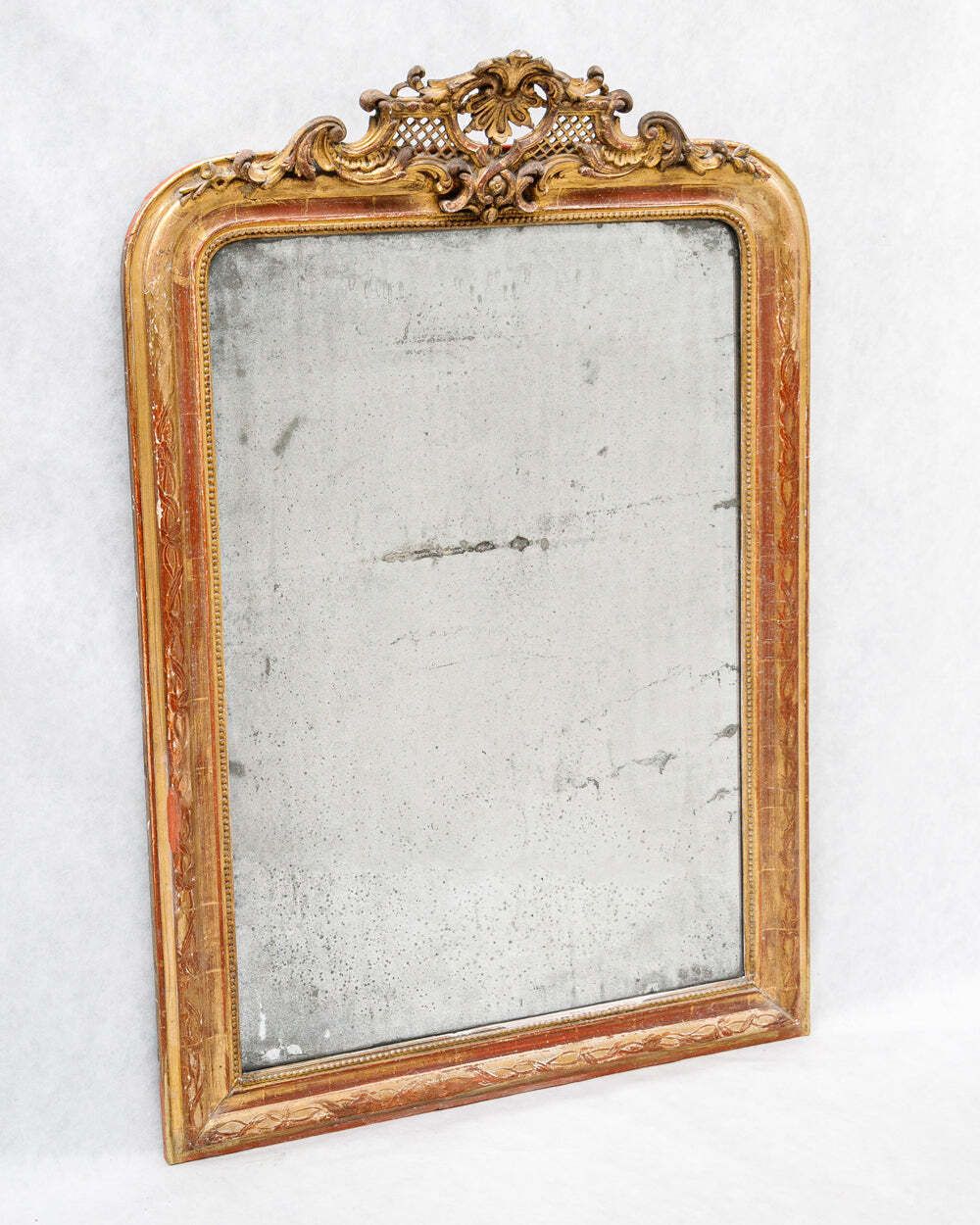 19e Eeuwse Louis Philippe Spiegel Met Gebruikssporen En Bekroning photo furniture